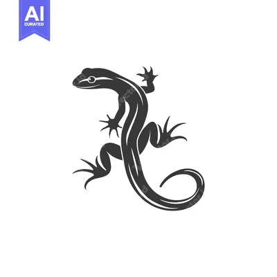 Premium design asset: Black and White Silhouette of a Lizard