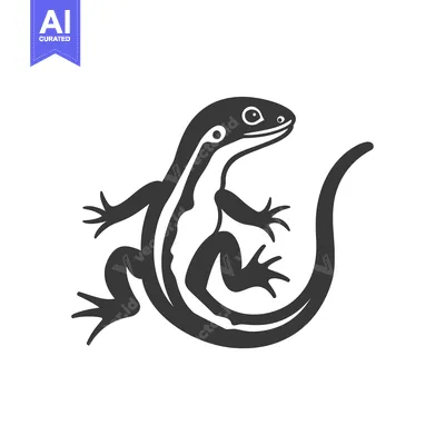 Popular premium asset: Black and White Silhouette of a Lizard with a Curved Tail