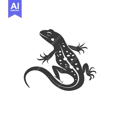 Premium design asset: Black and White Silhouette of a Lizard with a Long Tail