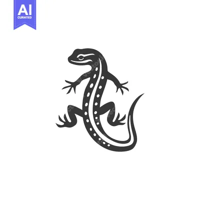 Popular premium asset: Black and White Silhouette of a Lizard with a Spotted Pattern