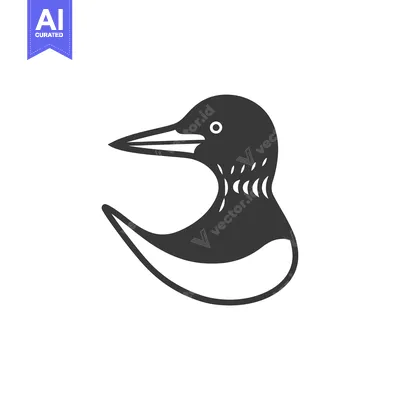 Aset premium populer: Black and White Silhouette of a Loon Bird