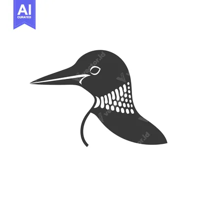 Popular premium asset: Black and White Silhouette of a Loon's Head