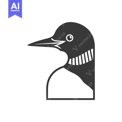 Popular premium asset: Black and White Silhouette of a Loon's Head and Neck