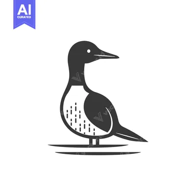 Aset premium populer: Black and white silhouette of a loon standing on a platform