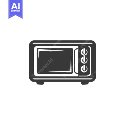 Aset desain premium: Black and White Silhouette of a Microwave Oven