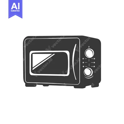 Black and White Silhouette of a Microwave Oven