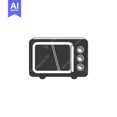 Aset desain premium: Black and White Silhouette of a Microwave Oven