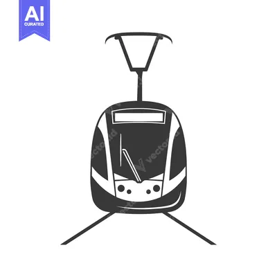 Black and white silhouette of a modern train front