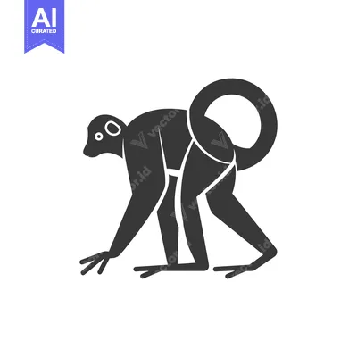 Aset premium populer: Black and white silhouette of a monkey walking on all fours