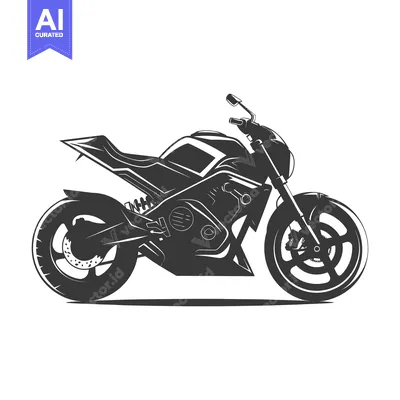 Aset desain premium: Black and White Silhouette of a Motorcycle
