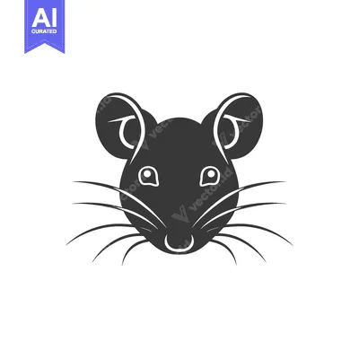 Premium design asset: Black and White Silhouette of a Mouse Face