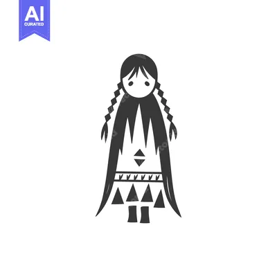 Aset premium populer: Black and White Silhouette of a Native American Woman
