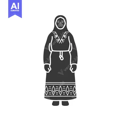 Popular premium asset: Black and White Silhouette of an Indigenous Woman in Traditional Cloth