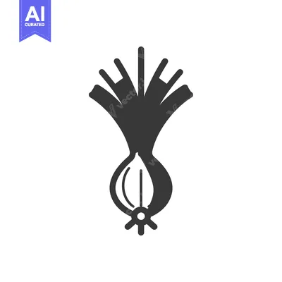 Aset desain premium: Black and white silhouette of an onion with roots