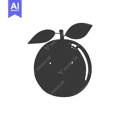 Premium design asset: Black and White Silhouette of an Orange with Leaves