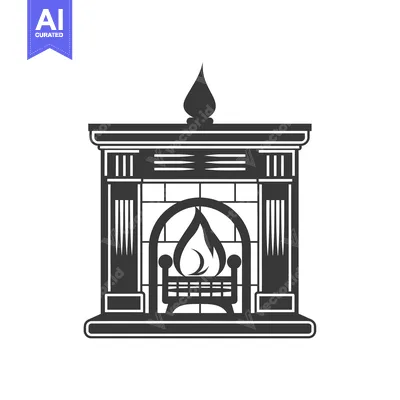 Aset premium populer: Black and White Silhouette of an Ornate Fireplace