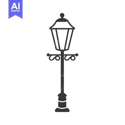 Aset premium populer: Black and white silhouette of an ornate street lamp
