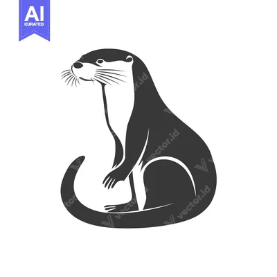 Popular premium asset: Black and White Silhouette of an Otter Sitting