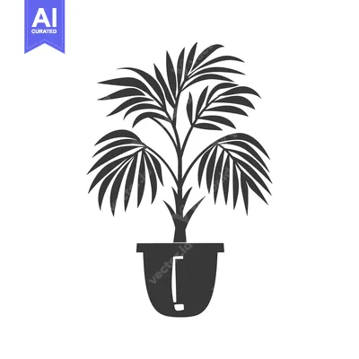 Aset premium populer: Black and White Silhouette of a Palm Tree in a Pot