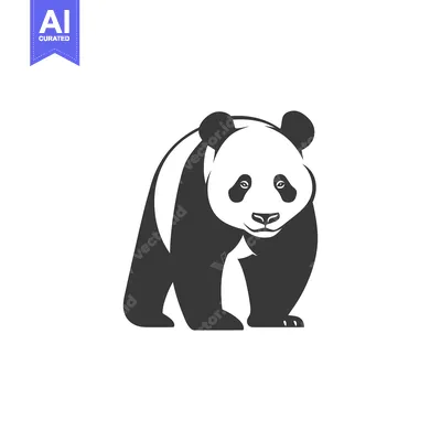 Aset desain premium: Black and White Silhouette of a Panda Bear