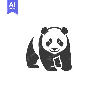 Aset desain premium: Black and White Silhouette of a Panda Bear