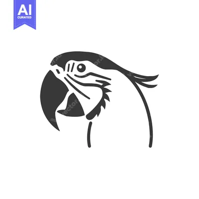 Aset desain premium: Black and White Silhouette of a Parrot's Head