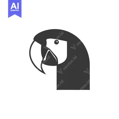 Premium design asset: Black and White Silhouette of a Parrot's Head