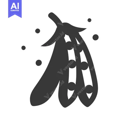 Aset premium populer: Black and White Silhouette of a Pea Pod with Peas