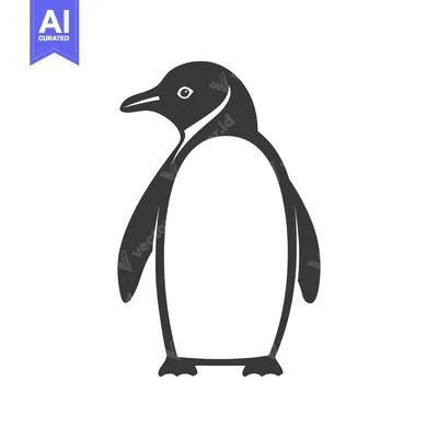Premium design asset: Black and White Silhouette of a Penguin