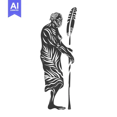 Aset desain premium: Black and White Silhouette of a Person Holding a Feather