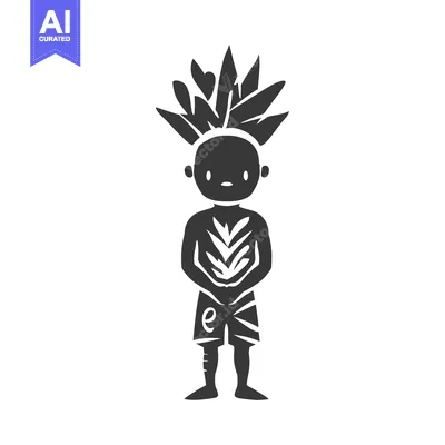 Aset premium populer: Black and white silhouette of a person with a leaf headdress