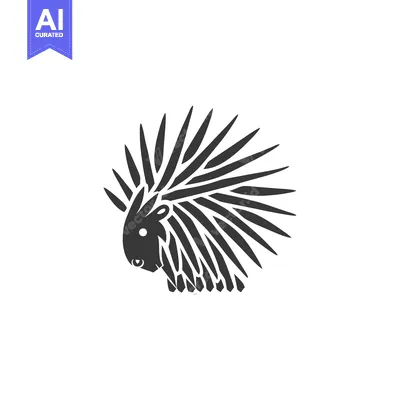 Aset desain premium: Black and White Silhouette of a Porcupine