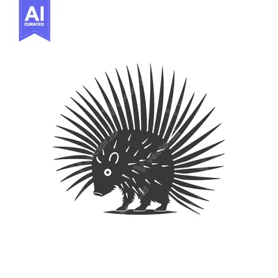 Popular premium asset: Black and White Silhouette of a Porcupine