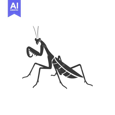 Aset desain premium: Black and White Silhouette of a Praying Mantis