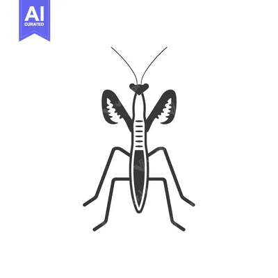 Popular premium asset: Black and White Silhouette of a Praying Mantis
