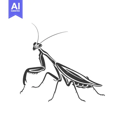 Black and White Silhouette of a Praying Mantis