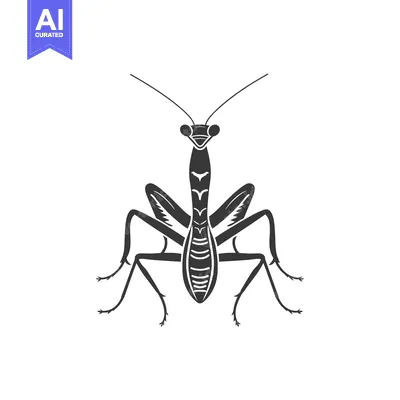 Popular premium asset: Black and White Silhouette of a Praying Mantis