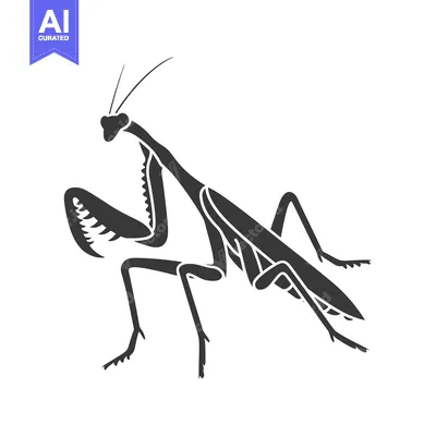 Premium design asset: Black and white silhouette of a praying mantis