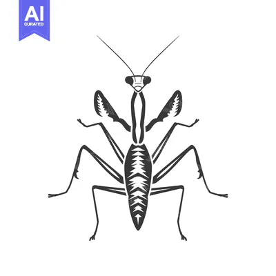 Aset premium populer: Black and white silhouette of a praying mantis