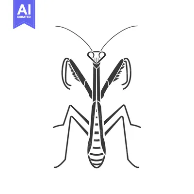 Popular premium asset: Black and white silhouette of a praying mantis