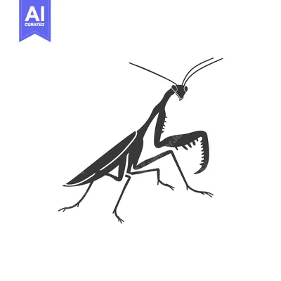 Black and White Silhouette of a Praying Mantis