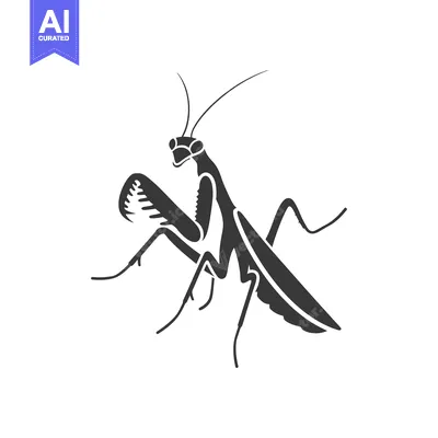 Black and White Silhouette of a Praying Mantis