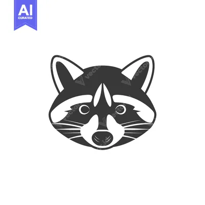 Aset desain premium: Black and White Silhouette of a Raccoon's Head