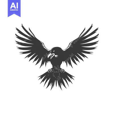 Aset premium populer: Black and White Silhouette of a Raven in Flight