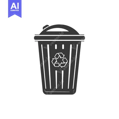Aset premium populer: Black and white silhouette of a recycling bin