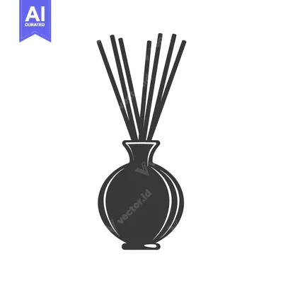 Aset desain premium: Black and White Silhouette of a Reed Diffuser