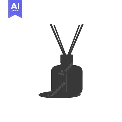 Aset premium populer: Black and white silhouette of a reed diffuser bottle