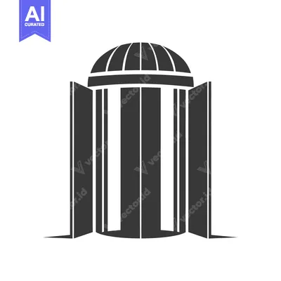 Aset desain premium: Black and White Silhouette of a Revolving Door