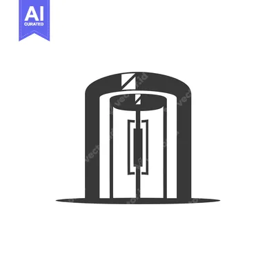 Aset desain premium: Black and White Silhouette of a Revolving Door