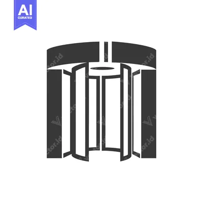 Aset premium populer: Black and white silhouette of a revolving door
